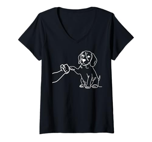 Damen Human and Dog Paw Fist Bump Dog Lover Beagle T-Shirt mit V-Ausschnitt Damen Human and Dog Paw Fist Bump Dog Lover Beagle T-Shirt mit V-Ausschnitt von People Hand Dog's Paw Bump Hand