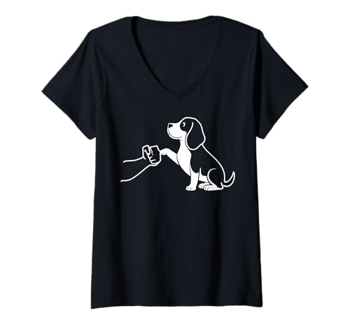 Damen Human and Dog Paw Fist Bump Dog Lover Beagle T-Shirt mit V-Ausschnitt Damen Human and Dog Paw Fist Bump Dog Lover Beagle T-Shirt mit V-Ausschnitt von People Hand Dog's Paw Bump Hand