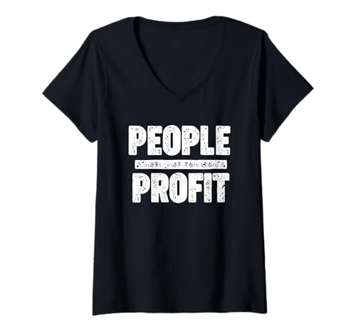 Damen Menschen über Profit T-Shirt mit V-Ausschnitt Damen Menschen über Profit T-Shirt mit V-Ausschnitt von People Over Profit