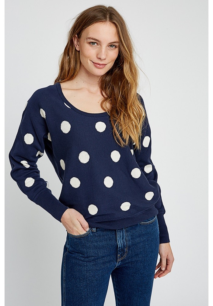 PEOPLE TREE Agnes Dot fairer Damenpullover Navy L von People Tree