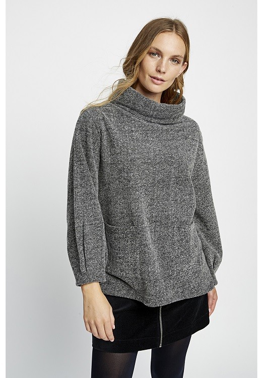 PEOPLE TREE Jocelyn Fleece Top grau M von People Tree