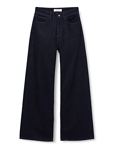 People Tree Damen Flora Wide Leg Jeans, Dark Blue, 14 von People Tree