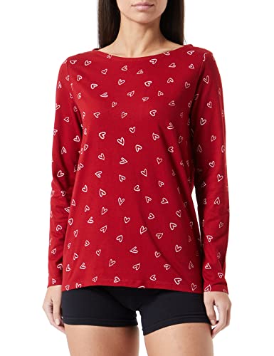 People Tree Damen Hearts Pyjama Long Sleeve Top Pyjamaoberteil, Red, 8 von People Tree