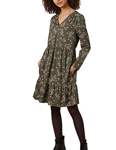People Tree Damen Juno Blättern Lässiges Business-Kleid, Khaki, 34 von People Tree
