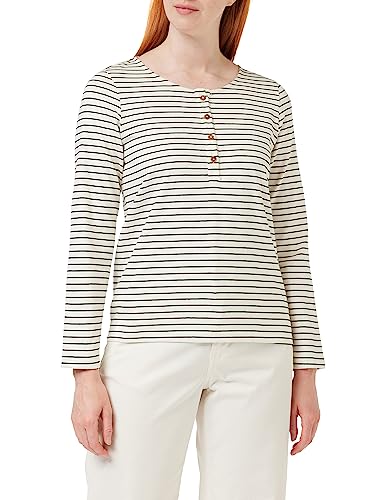 People Tree Damen Karima Gestreiftes Top Henley-Hemd, Navy, 38 von People Tree