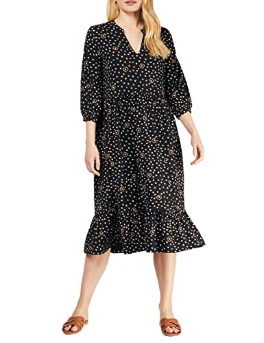 People Tree Damen Patricia Shibori Kleid, Mehrfarbig auf Schwarz, 34 von People Tree