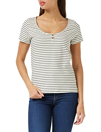 People Tree Damen Tianna Striped Top Henley-Hemd, Navy, 34 von People Tree