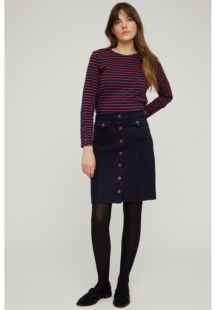 People Tree Francine Twill Skirt Navy M von People Tree