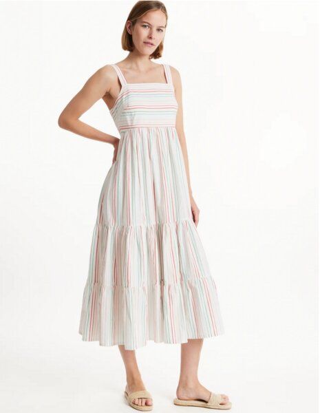 People Tree LEA gestreiftes Sommerkleid mit schmeichelhaften Stufen von People Tree