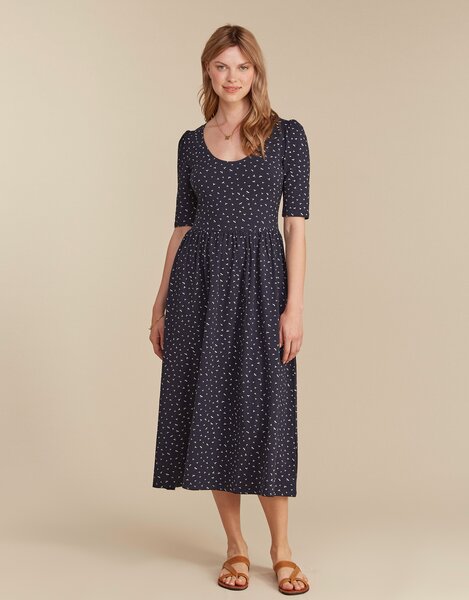 People Tree Midi Kleid - Marlena Seed Print Dress - aus Bio-Baumwolle von People Tree