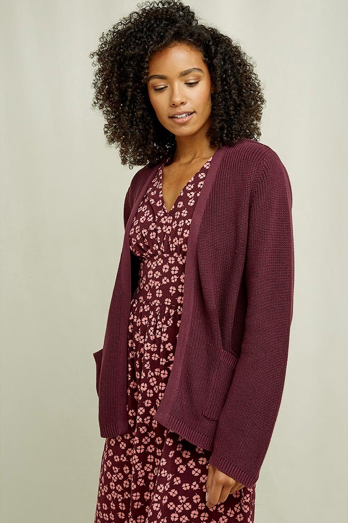 People Tree Rowena Fair Fashion Cardigan Burgundy L von People Tree