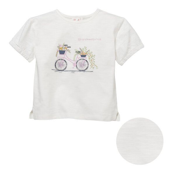 People Wear Organic Kurzarm-Shirt in weiß bedruckt mit Motiv "Blumiges Fahrrad", aus Bio-Baumwolle People Wear Organic Kurzarm-Shirt in weiß bedruckt mit Motiv "Blumiges Fahrrad", aus Bio-Baumwolle von People Wear Organic
