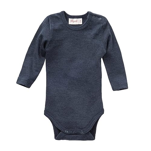 People Wear Organic Langarm-Body Wolle-Seide dunkelblau, 74/80 von People Wear Organic