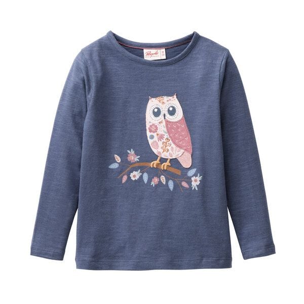 People Wear Organic Langarm Shirt, blau, "Eule", Bio-Baumwolle von People Wear Organic