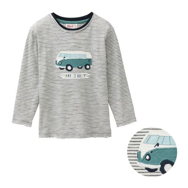 People Wear Organic Langarm Shirt, natur geringelt, "Van", Bio-Baumwolle von People Wear Organic