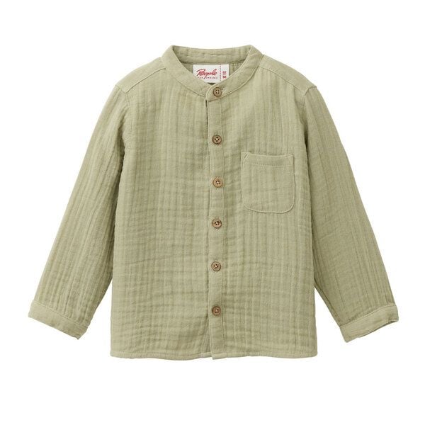 People Wear Organic Musselin Hemd, grün uni, Bio-Baumwolle von People Wear Organic