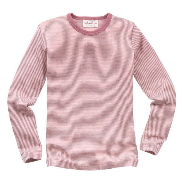 People Wear Organic Wolle Seide Langarm Shirt, rosa geringelt/ blau geringelt von People Wear Organic