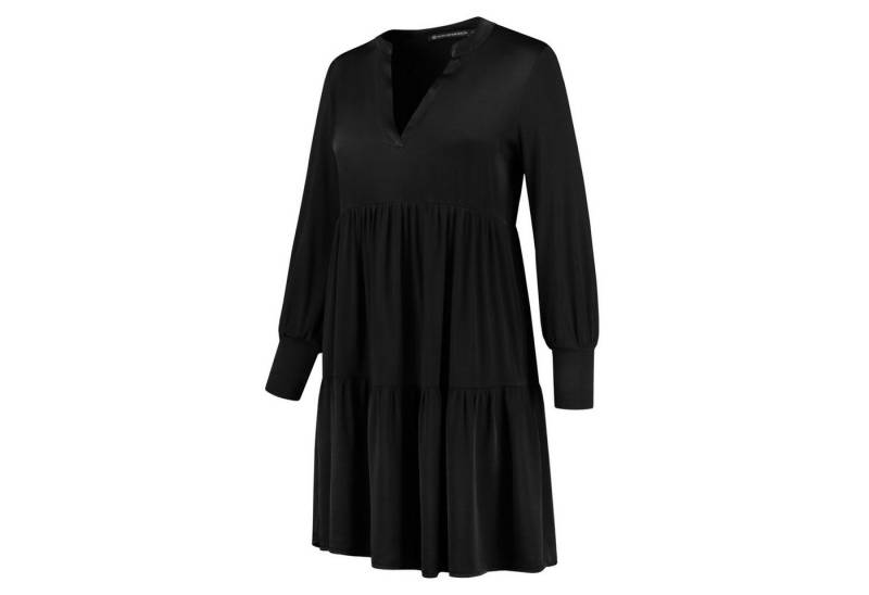 People of 2morrow Satinkleid People of 2morrow Damen Mini Kleid Satin Schwarz Viskose Hängerkleid Bluse Materialmix Minikleid (1-tlg) von People of 2morrow