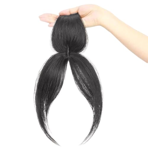 Bangshaarclip, Clip in Pony Side Trennte Haaropper für echtes menschliches Haar 360 ° Abdeckstücke Wispy Fake Pons Clip in Haarverlängerungen für Frauen täglich Kleidung, Natural Black von Peosaard