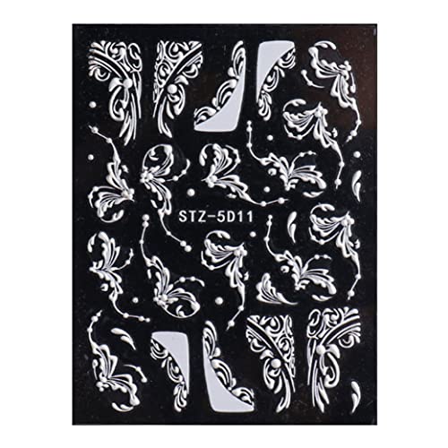 Blumennagelaufkleber 5d Spitze Gravaved Nagel Aufkleber selbstklebender Schnitzdiennägelkunststil 3, Blumennagelaufkleber von Peosaard