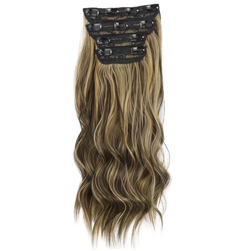 Clip in Haarverlängerungen, 4pcs Wellenhaarverlängerungen Clip in, 20 Zoll lang dicke weiche synthetische Clip in Haarbieten für Frauen Mädchen (B) von Peosaard