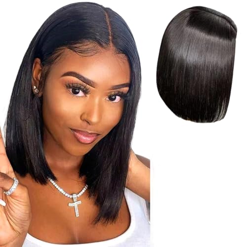 Menschliches Haar Perücken, Bob -Perücke menschliches Haar, 14 Zoll kurze, gerade schwarze, HD -Spitze vorgezogene Perücken für schwarze Frauen, Spitzenfront von Peosaard
