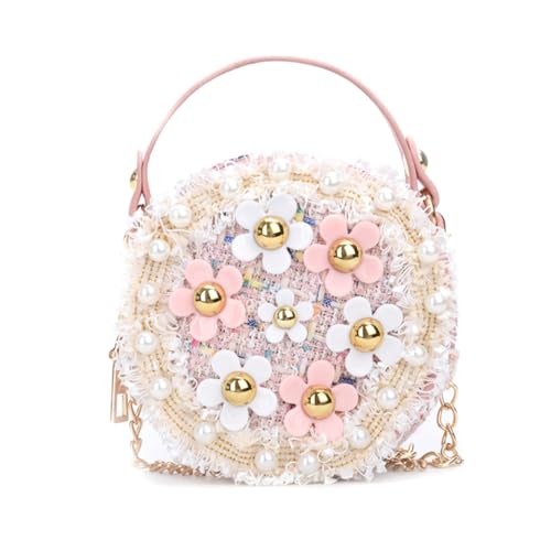 Peosaard Kleine Mädchen Crossbody -Geldbörse mit Perlenblumen Mini süße Prinzessin Handtaschen Umhängetasche für Mädchen Prinzessin Handtaschen von Peosaard
