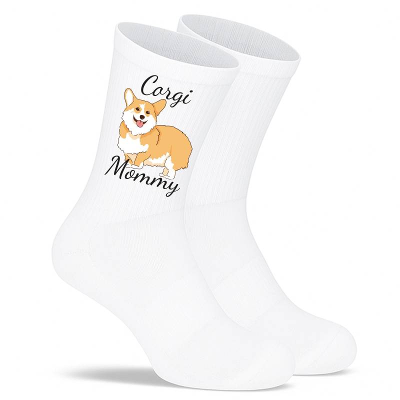 Socken „Corgi Mommy" - Lustige Hunde-Socken Für Frauen | Geschenk Corgi-Liebhaberinnen Tiermotiv Aus Bio-Baumwolle von PepamGeschenke