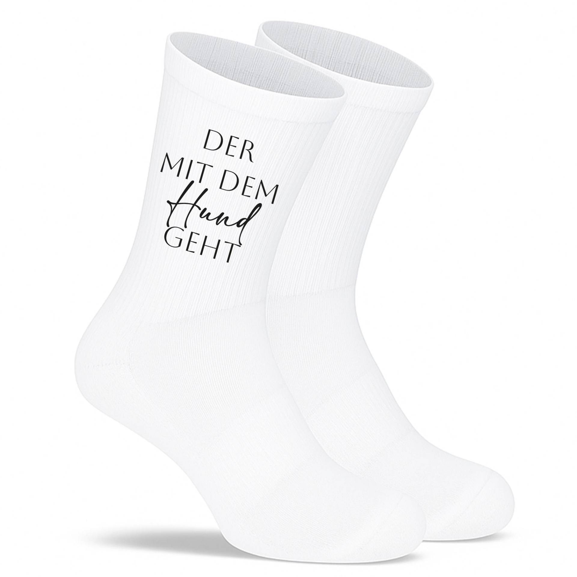 Socken „Der Mit Dem Hund Geht" - Lustige Hunde-Socken | Geschenk Für Hundebesitzer Fun & Tiermotiv Aus Bio-Baumwolle von PepamGeschenke