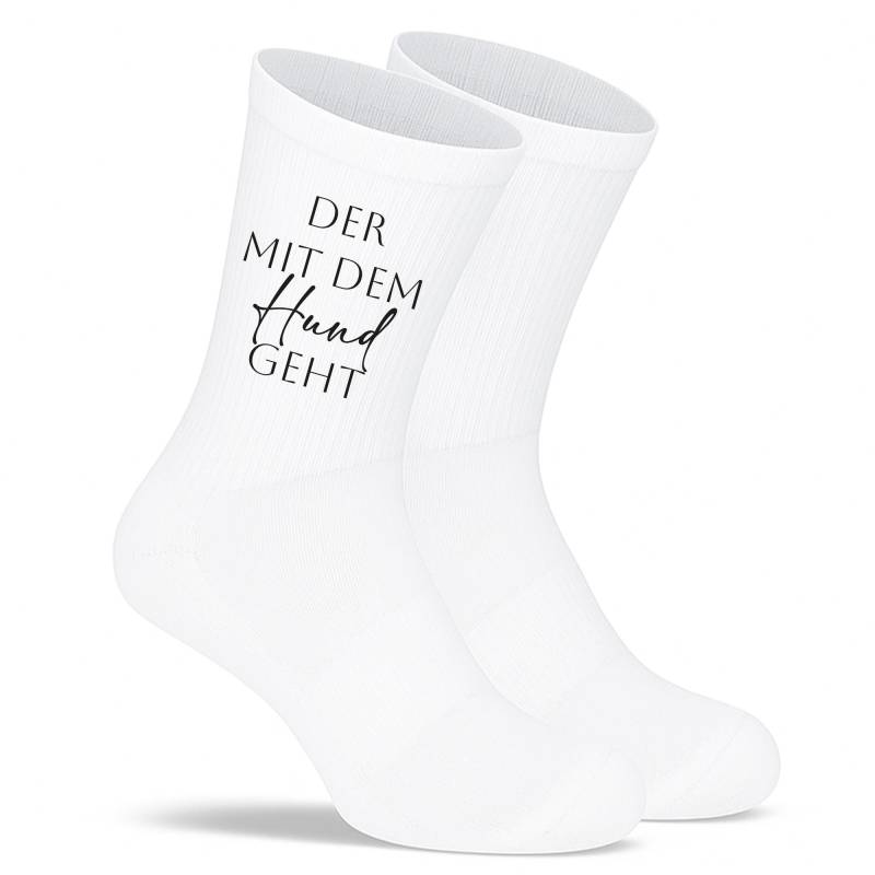 Socken „Der Mit Dem Hund Geht" - Lustige Hunde-Socken | Geschenk Für Hundebesitzer Fun & Tiermotiv Aus Bio-Baumwolle von PepamGeschenke