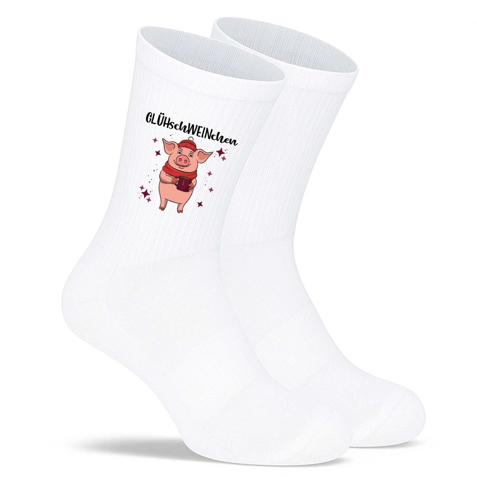 Socken „Glühschweinchen" - Lustige Weihnachtssocken | Christmas Fun Socks Mit Schweinchen-Motiv Made in Europe von PepamGeschenke