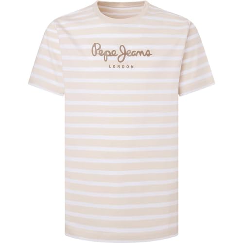 Gestreiftes Eggo-T-Shirt für Herren von Pepe Jeans, Beige (Base Beige), XXL von Pepe Jeans