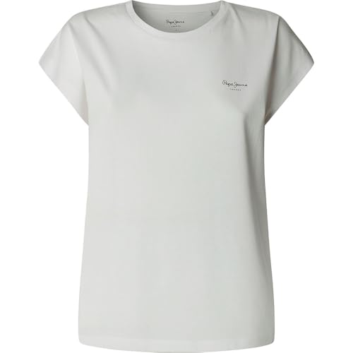 Pepe Jeans Damen Blooma T-Shirt, weiß, L von Pepe Jeans