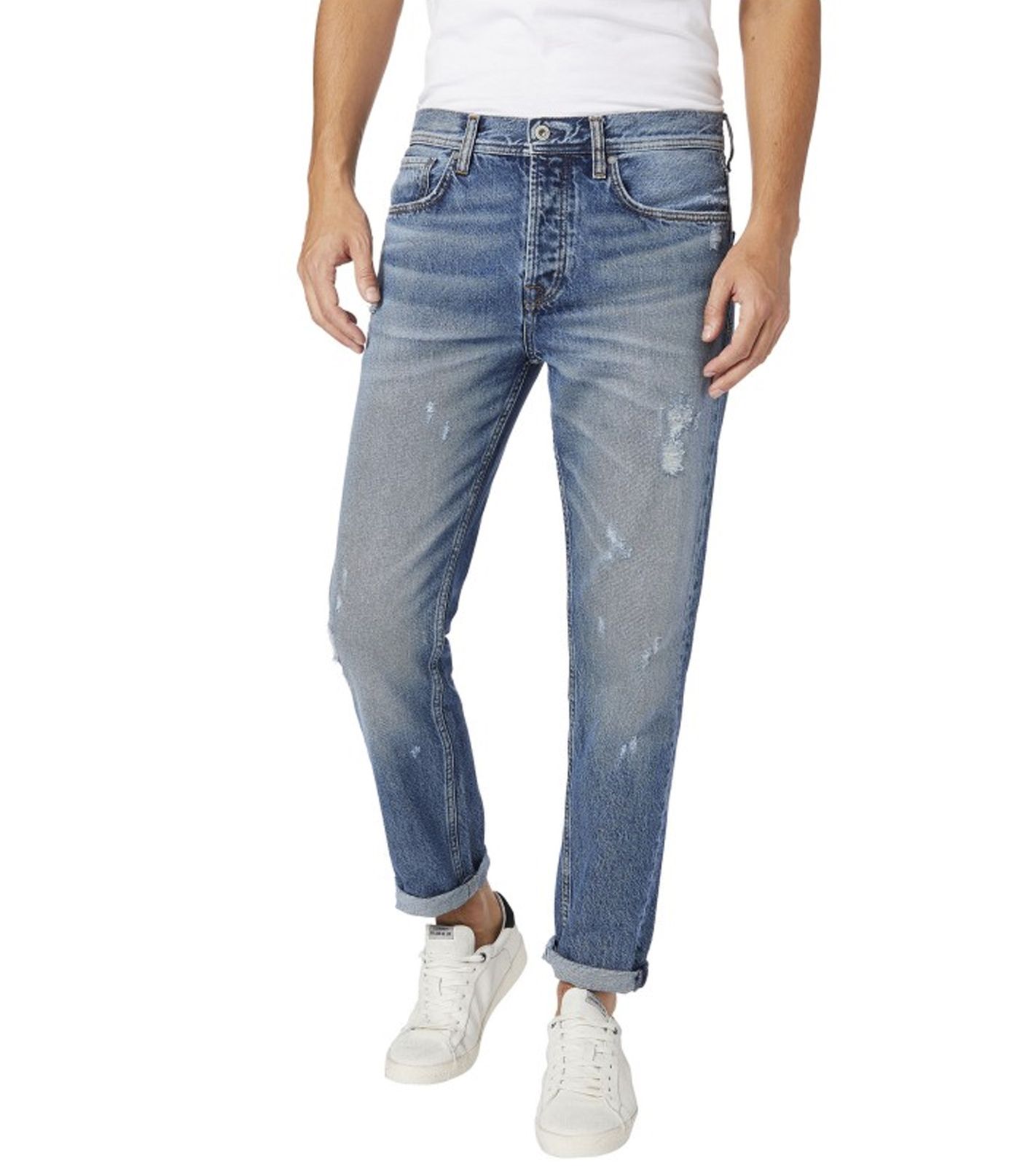 PEPE JEANS Herren Jeans Relaxed-Hose im Used-Look Malton Blau von Pepe Jeans