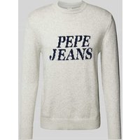 Pepe Jeans Strickpullover mit Label-Stitching Modell 'LUKA' in Hellgrau Melange, Größe XXL von Pepe Jeans