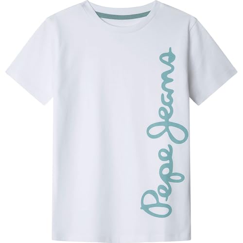 Pepe Jeans Jungen Waldo N T-Shirt, Weiß (Weiß), 16 Jahre von Pepe Jeans