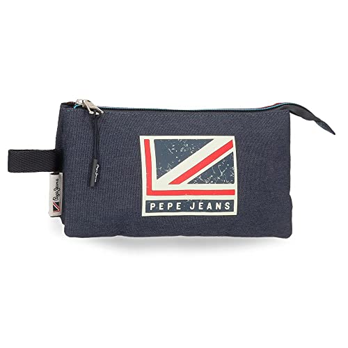 Pepe Jeans Aidan Federmäppchen, dreifach, Blau, 22 x 12 x 5 cm, Polyester von Pepe Jeans