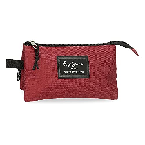 Pepe Jeans Aris Dreifach-Federmäppchen, 22 x 12 x 5 cm, rot, 22x12x5 cms, Dreifach-Etui von Pepe Jeans