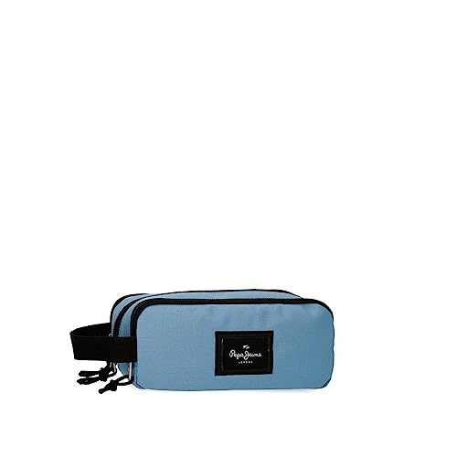 Pepe Jeans Aris Federmäppchen, dreifach, Blau, 22 x 10 x 9 cm, Polyester, blau, Talla única, Dreifach-Etui von Pepe Jeans