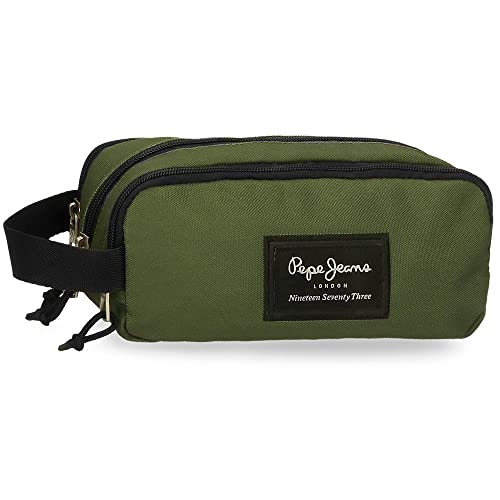 Pepe Jeans Aris Federmäppchen, dreifach, Grün, 22 x 10 x 9 cm, Polyester, grün, Dreifach-Etui von Pepe Jeans