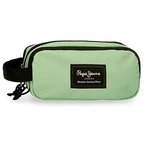 Pepe Jeans Aris Federmäppchen, dreifach, Grün, 22 x 10 x 9 cm, Polyester, grün, Dreifach-Etui von Pepe Jeans