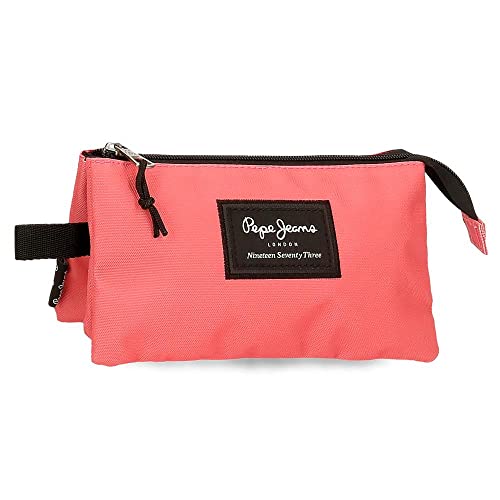 Pepe Jeans Aris Federmäppchen, dreifach, Rosa, 22 x 12 x 5 cm, Polyester, Rosa, Dreifach-Etui von Pepe Jeans