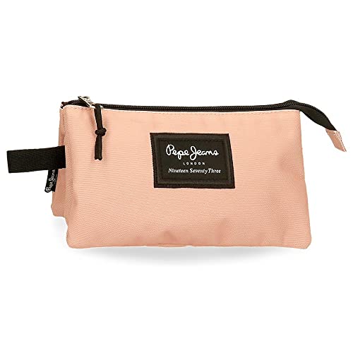 Pepe Jeans Aris Federmäppchen, dreifach, Rosa, 22 x 12 x 5 cm, Polyester, Rosa, Dreifach-Etui von Pepe Jeans