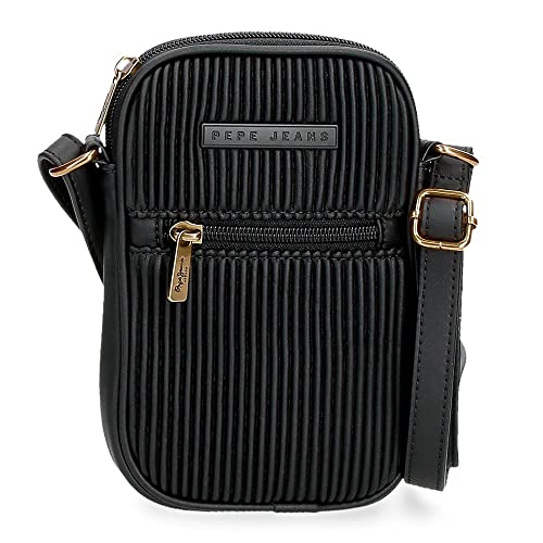 Pepe Jeans Aurora Umhängetasche Handyhalter Schwarz 11x17,5x2,5 cm Kunstleder von Pepe Jeans