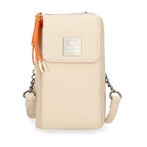 Pepe Jeans Bea Umhängetasche Handyhalter Beige 11x17,5x.2,5 cm Kunstleder von Pepe Jeans