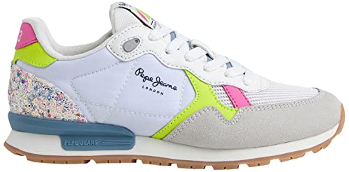 Pepe Jeans BRIT NEON G Sneaker, White, 35 EU von Pepe Jeans