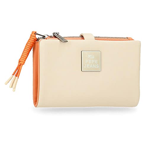 Pepe Jeans Bea Geldbörse mit Kartenhalter Beige 14,5x9x2 cm Kunstleder von Pepe Jeans