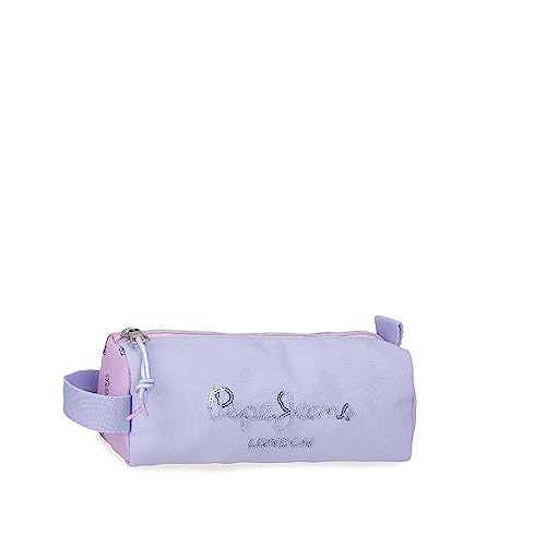 Pepe Jeans Becca Federmäppchen, rund, Violett, 23 x 9 x 9 cm, Polyester, dunkelviolett, Talla única, Rundes Etui von Pepe Jeans