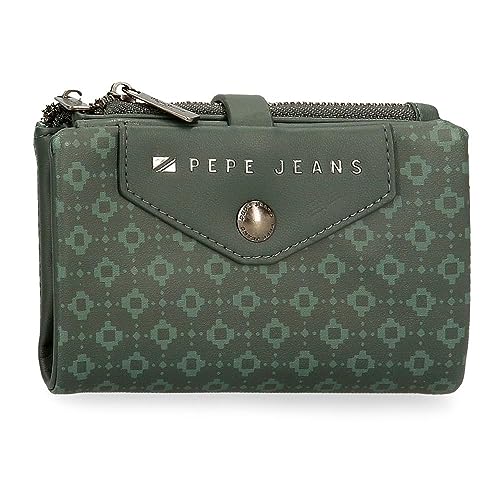 Pepe Jeans Bethany Geldbörse mit Kartenfach, Grün, 14,5 x 9 x 2 cm Kunstleder, grün, Talla única, Brieftasche mit Kartenhalter von Pepe Jeans