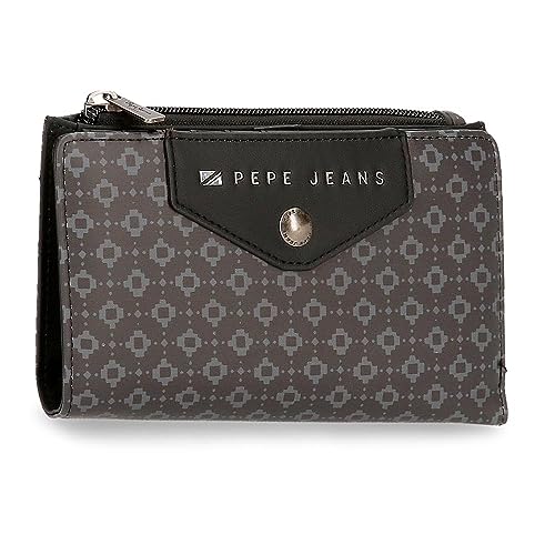 Pepe Jeans Bethany Geldbörse mit Kartenfach, Schwarz, 17 x 10 x 2 cm, Kunstleder, Schwarz, Talla única, Brieftasche mit Kartenhalter von Pepe Jeans